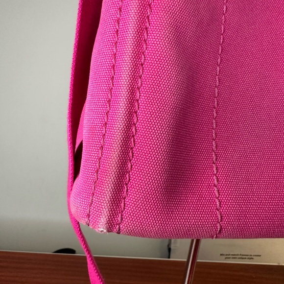 Prada Pink Canapa Canvas Logo Print Tote - Picture 5 of 13